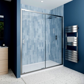 Delphi Calibre Brushed Pewter 6mm Sliding Shower Door 1700mm Wide | Product Image