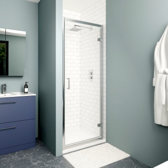 Delphi Calibre Chrome 6mm Hinged Shower Door 800mm Wide | Product Image