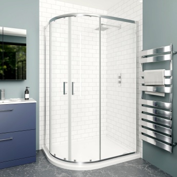 Delphi Calibre Chrome 6mm Offset Quadrant Shower Enclosure 1200mm x 900mm | Product Image