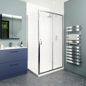 Delphi Calibre Chrome 6mm Sliding Door Shower Enclosure 1100mm x 700mm | Product Image