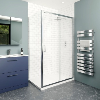 Delphi Calibre Chrome 6mm Rectangular Sliding Door Shower Enclosure (1900mm High) | Product Image