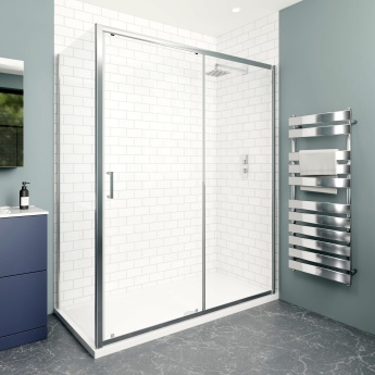 Delphi Calibre Chrome 6mm Sliding Door Shower Enclosure 1600mm x 700mm | Product Image