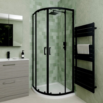Delphi Calibre Matt Black 6mm 2-Door Quadrant Shower Enclosure 800mm x 800mm | Product Image