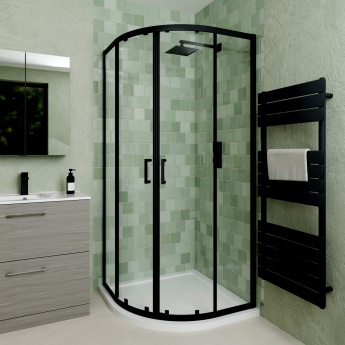 Delphi Calibre Matt Black 6mm 2-Door Quadrant Shower Enclosure | Product Image