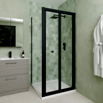 Delphi Calibre Matt Black 4mm Bi-Fold Door Shower Enclosure | Product Image