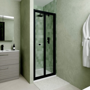 Delphi Calibre Matt Black 4mm Bi-Fold Shower Door 800mm Wide | Product Image
