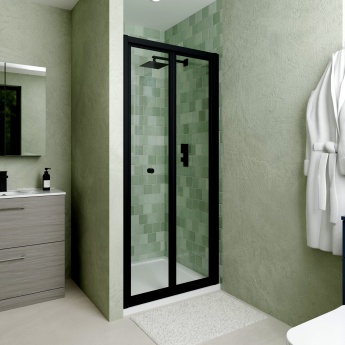 Delphi Calibre Matt Black 4mm Bi-Fold Shower Door (1900mm High) | Product Image