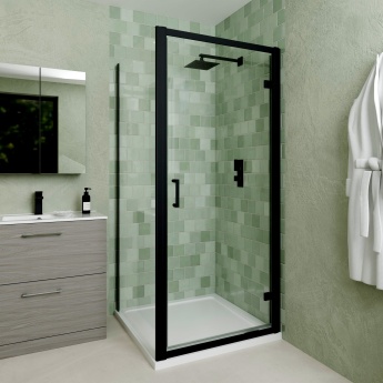 Delphi Calibre Matt Black 6mm Hinged Door Shower Enclosure | Product Image