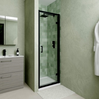 Delphi Calibre Matt Black 6mm Hinged Shower Door 700mm Wide | Product Image