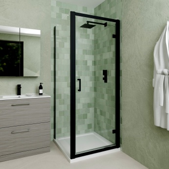 Delphi Calibre Matt Black 6mm Hinged Door Shower Enclosure 760mm x 760mm | Product Image