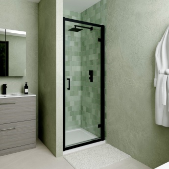 Delphi Calibre Matt Black 6mm Hinged Shower Door 800mm Wide | Product Image