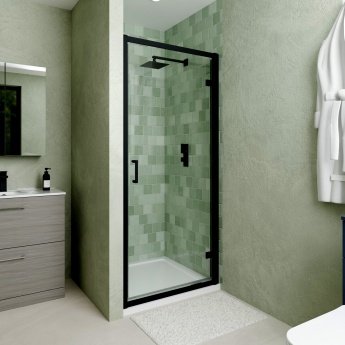 Delphi Calibre Matt Black 6mm Hinged Shower Door (1900mm High) | Product Image