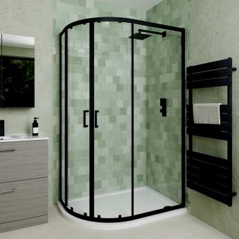 Delphi Calibre Matt Black 6mm Offset Quadrant Shower Enclosure | Product Image