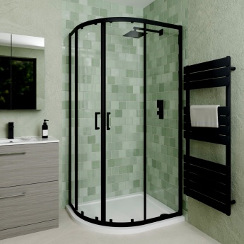 Delphi Calibre Matt Black 6mm Offset Quadrant Shower Enclosure (1900mm High) | Product Image