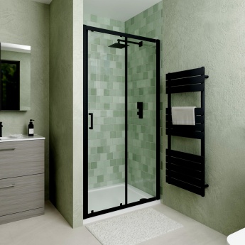 Delphi Calibre Matt Black 6mm Sliding Shower Door 1000mm Wide | Product Image