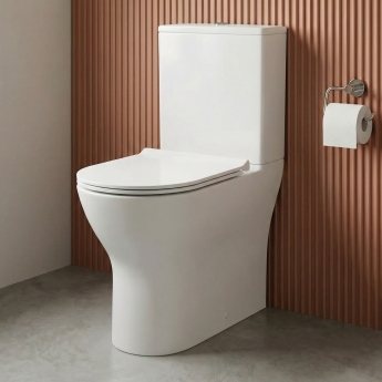 Delphi Capri Rimless Closed Back Close Coupled Toilet (inc Soft Close Slim Seat) | Product Image
