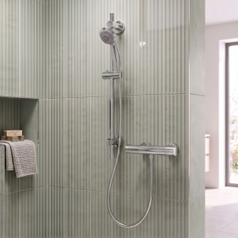 Delphi Cara Round Chrome Bar Mixer Shower Set with Slide Rail Kit | Product Image