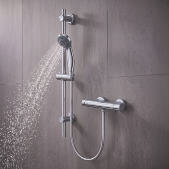Delphi Cara Round Chrome Bar Mixer Shower Set with Slide Rail Kit | Product Image