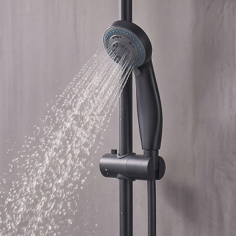 Delphi Cara Round Matt Black Bar Mixer Shower Set with Slide Rail Kit | Product Image