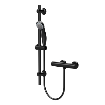 Delphi Cara Round Matt Black Bar Mixer Shower Set with Slide Rail Kit | Product Image