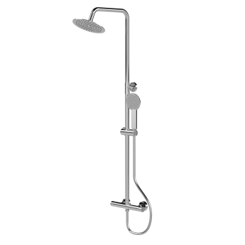 Delphi Cara Round Chrome Bar Mixer Shower Set with Fixed Head and Handset | Product Image
