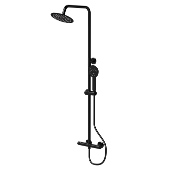 Delphi Cara Round Matt Black Bar Mixer Shower Set with Fixed Head and Handset | Product Image