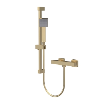 Delphi Cara Square Brushed Brass Bar Mixer Shower Set with Slide Rail Kit | Product Image