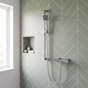 Delphi Cara Square Chrome Bar Mixer Shower Set with Slide Rail Kit | Product Image