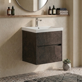 Delphi Cassidy 500mm 2-Drawer Wall Hung Vanity Unit (inc Basin) | Product Image