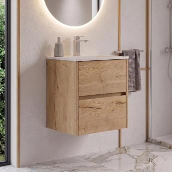 Delphi Cassidy 600mm 2-Drawer Wall Hung Vanity Unit (inc Basin) | Product Image