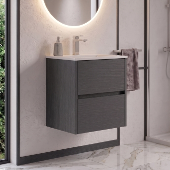Delphi Cassidy 600mm 2-Drawer Wall Hung Vanity Unit (inc Basin) | Product Image