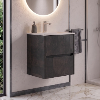 Delphi Cassidy 600mm 2-Drawer Wall Hung Vanity Unit (inc Basin) | Product Image