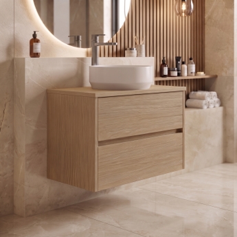 Delphi Cassidy 800mm 2-Drawer Wall Hung Countertop Vanity Unit | Product Image