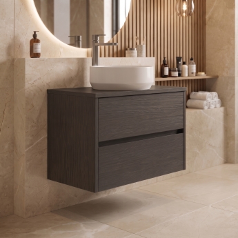 Delphi Cassidy 800mm 2-Drawer Wall Hung Countertop Vanity Unit | Product Image