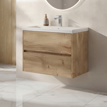 Delphi Cassidy 800mm 2-Drawer Wall Hung Vanity Unit (inc Basin) | Product Image