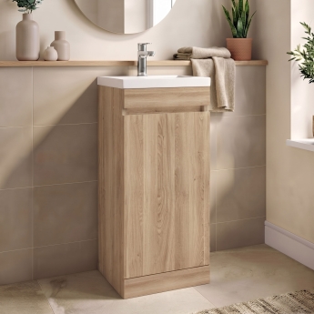 Delphi City 400mm 1-Door Floor Standing Vanity Unit (inc Basin) | Product Image