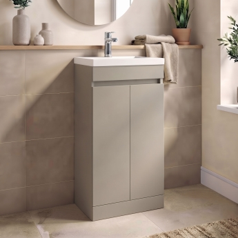 Delphi City 500mm 2-Door Floor Standing Vanity Unit (inc Basin) | Product Image