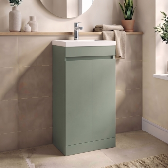 Delphi City 500mm 2-Door Floor Standing Vanity Unit (inc Basin) | Product Image