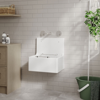 Delphi Cleaner Fireclay Sink 1.0 Bowl with Grid 515mm L x 535mm D x 393mm W - White