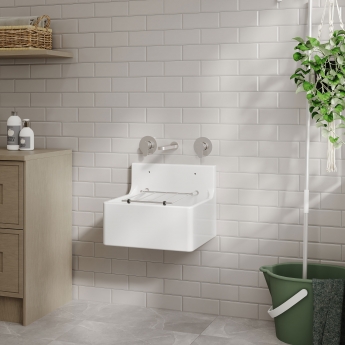 Delphi Cleaner Fireclay Sink 1.0 Bowl with Grid 455mm L x 362mm D x 396mm W - White