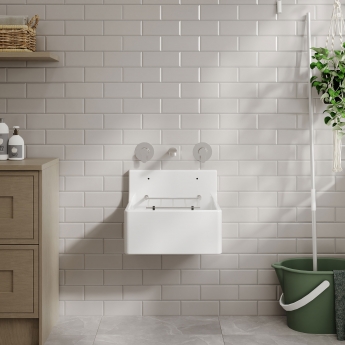 Delphi Cleaner Fireclay Sink 1.0 Bowl with Grid 455mm L x 362mm D x 396mm W - White