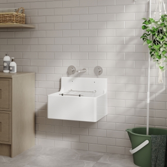 Delphi Cleaner Fireclay Sink 1.0 Bowl with Grid 515mm L x 382mm D x 393mm W - White