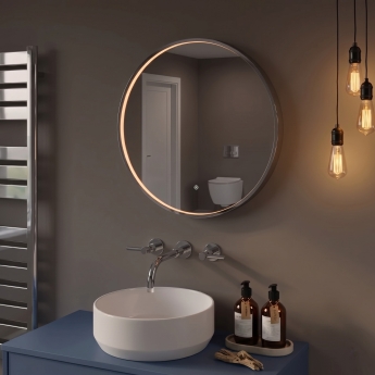 Delphi Compass Chrome Inset Framed LED Touch Sensor Bathroom Mirror 600mm x 600mm | Product Image