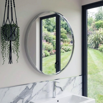 Delphi Compass Chrome Inset Framed Standard Bathroom Mirror 800mm x 800mm | Product Image