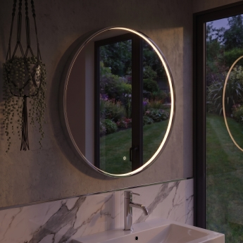 Delphi Compass Chrome Inset Framed LED Touch Sensor Bathroom Mirror 800mm x 800mm | Product Image