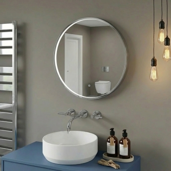 Delphi Compass Chrome Inset Framed LED Touch Sensor Bathroom Mirror 600mm x 600mm | Product Image