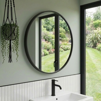 Delphi Compass Black Inset Framed Standard Bathroom Mirror 800mm x 800mm | Product Image