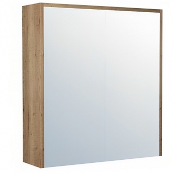 Delphi Craft 2-Door Mirrored Cabinet 650mm H x 600mm W - Oak
