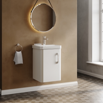 Curva Arc Wall Hung Vanity Unit with Chrome Handle - 400mm Wide - Gloss White | Product Image