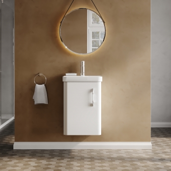 Curva Arc Wall Hung Vanity Unit with Chrome Handle - 400mm Wide - Gloss White | Product Image